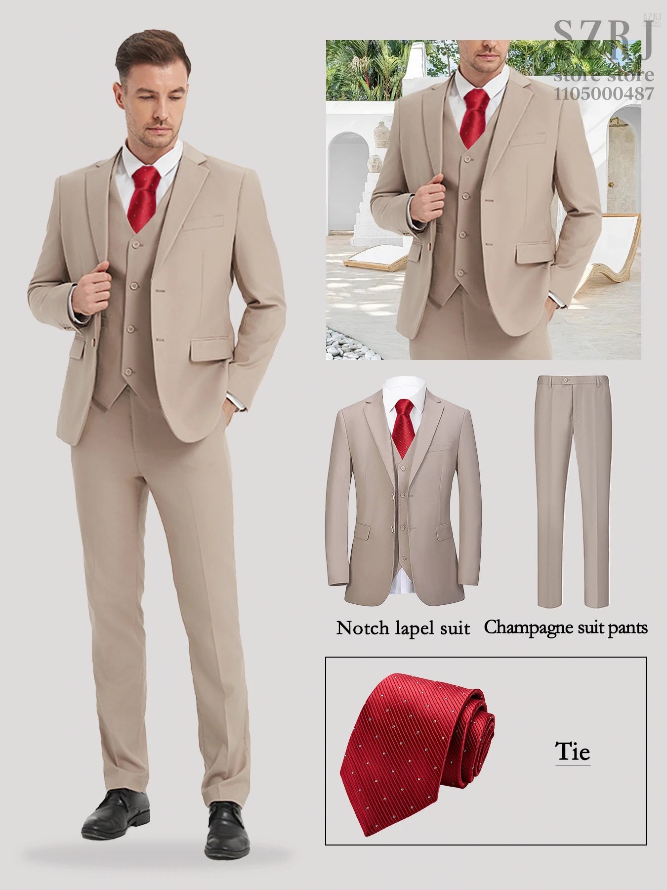 Gentleman Red Tie Suit